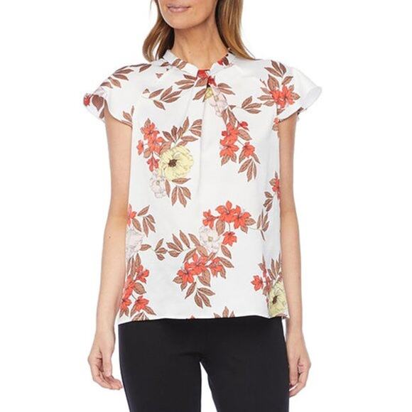 Liz Claiborne Women's Crew Neck Short Sleeve Floral Blouse Plus Size 3X - Picture 1 of 10